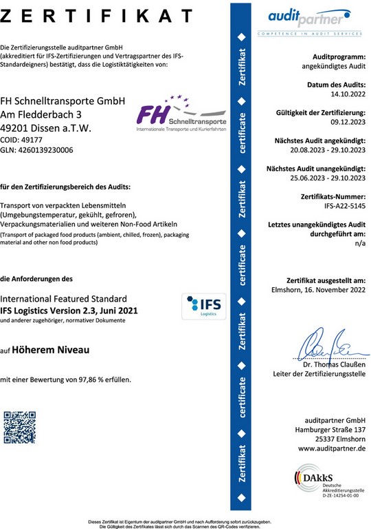 IFS Zertifikat